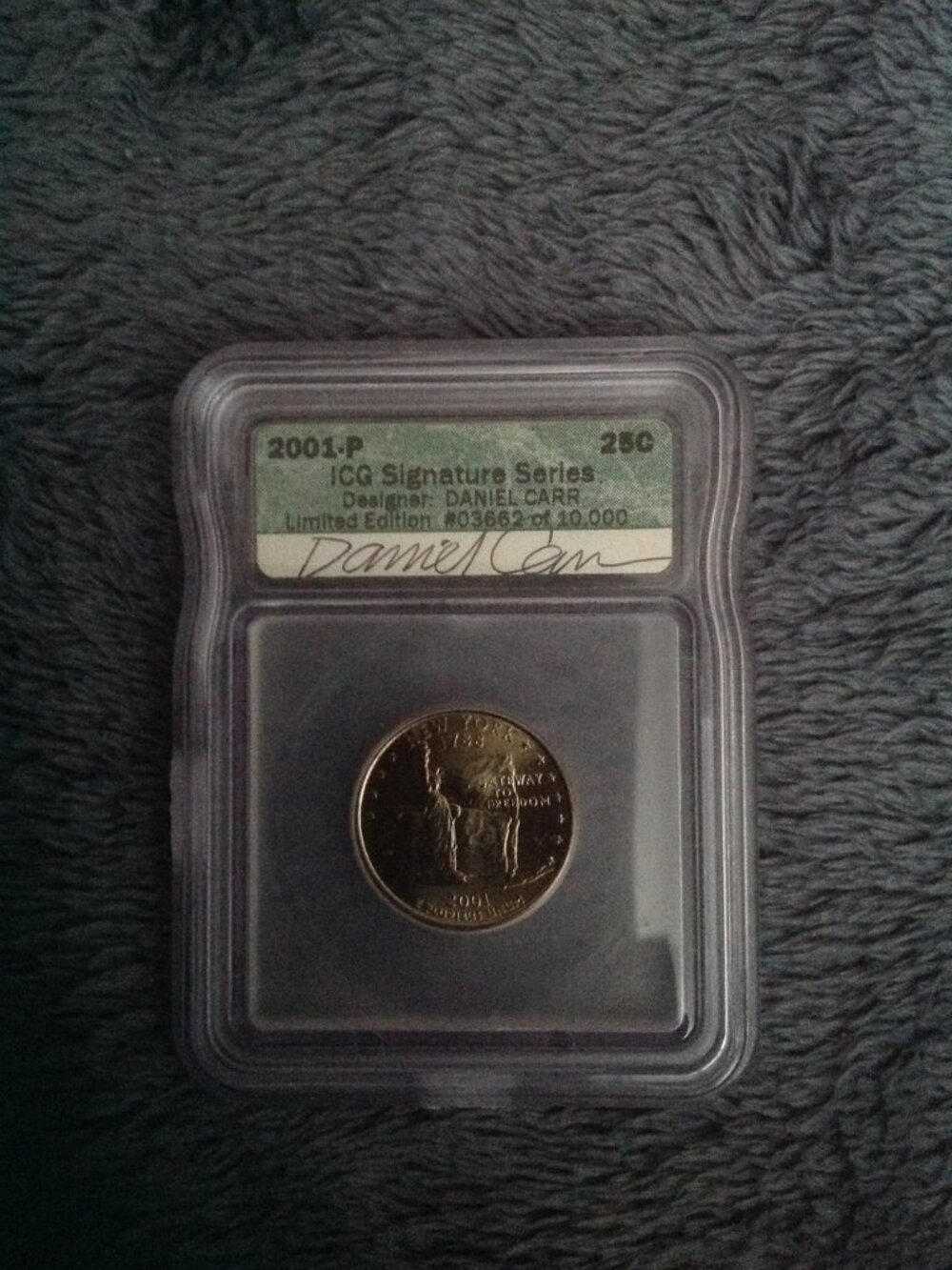 ICG Signature Series 2001-P & 2001-D Washington Quarters - Signed by Daniel Carr